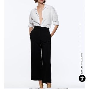 ZARA NAVY BLUE CROPPED CULOTTES XS